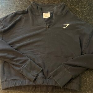 Gymshark Women's Black Quarter Zip-Up cropped Pullover